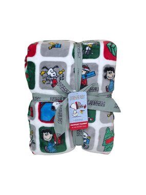 Peanuts Snoopy VelvetLoft Blanket By Berkshire 90"x90" Fleece Christmas Cartoon